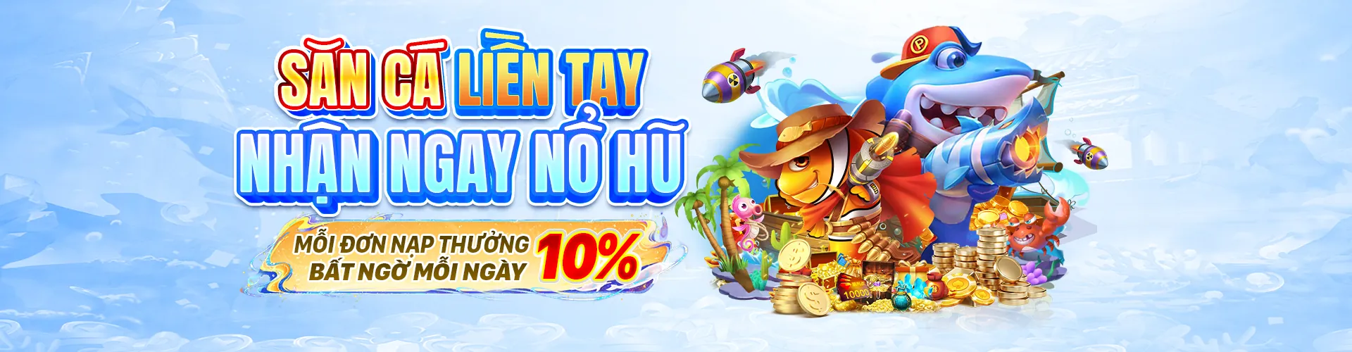 Hình ảnh đại dương rực rỡ với các loài cá và người chơi đang săn bắn, minh họa cho game bắn cá 66vn khuyến mãi